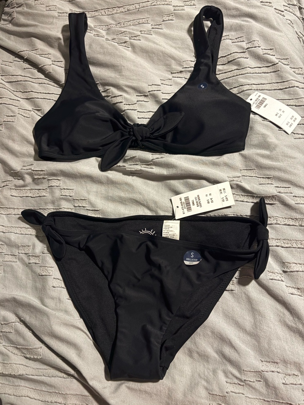 Hollister Black Tie-Front Bikini Set